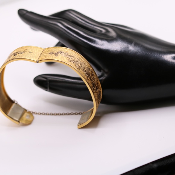 Antique Victorian Gold Filled Wide Hinged Bangle Bracelet - Picture 3 of 3
